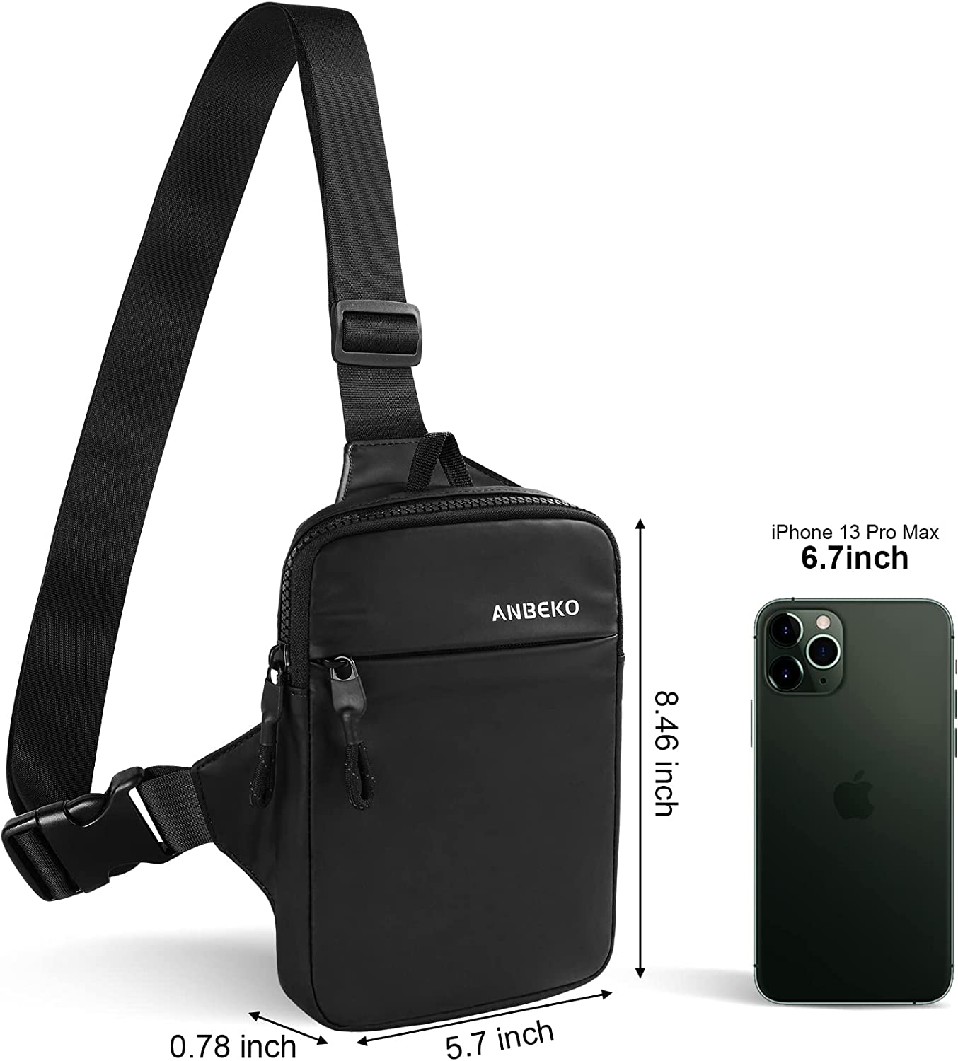 ANBEKO Small Crossbody Sling Bag Fanny Packs for Men Women, Mini Travel Shoulder Messenger Bag Chest Bag - Image 3